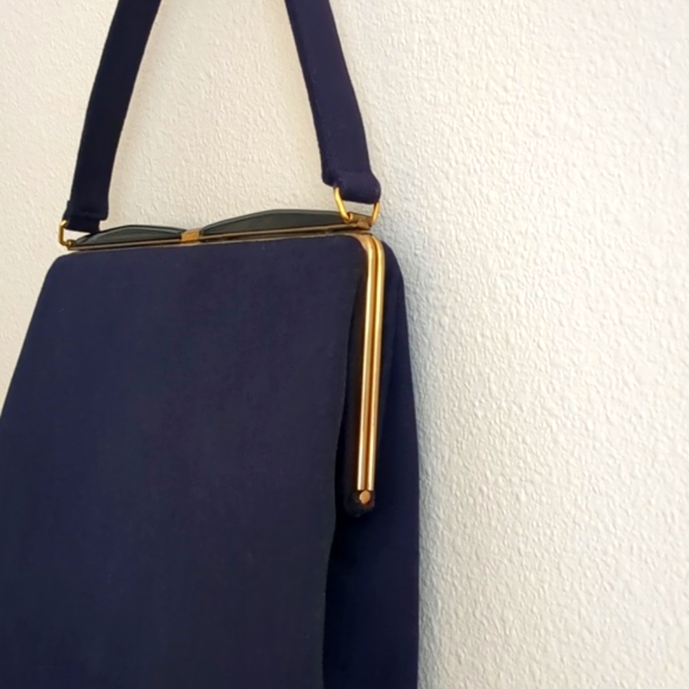 👜 Vintage INGBER felt handbag in navy color